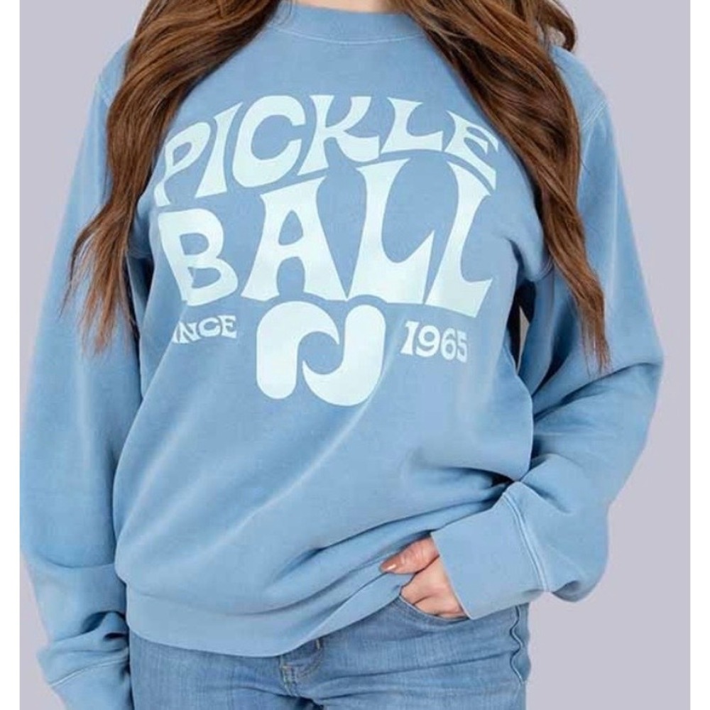 Independent Trading Co Pickleball Sweatshirt Light Blue Crew Neck Unisex Size L